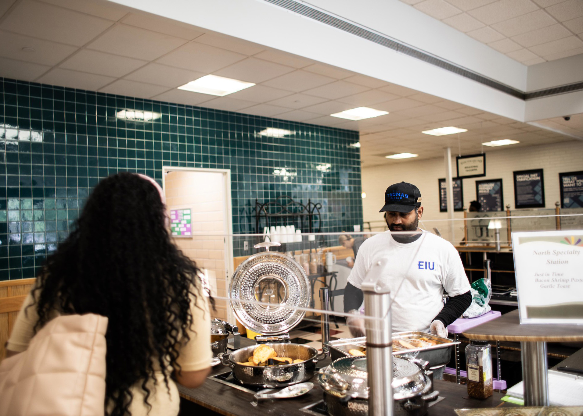 students at dining center